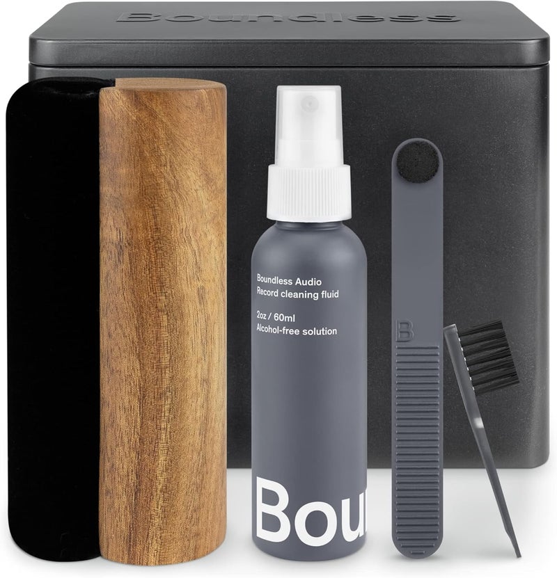 Boundless Audio Vinyl Record Cleaning Kit - 5-in-1 Vinyl Cleaner Kit Includes Record Brush, Stylus Cleaner, Cleaning Solution, Nylon Brush & Metal Case - Image 1